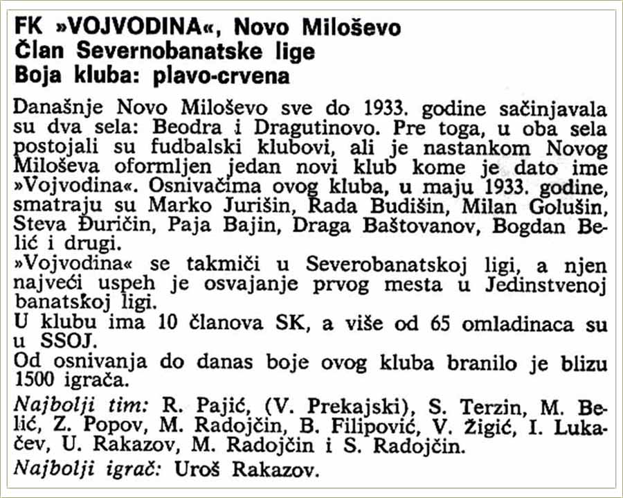 FK Vojvodina, osnivai i najbolji tim...
